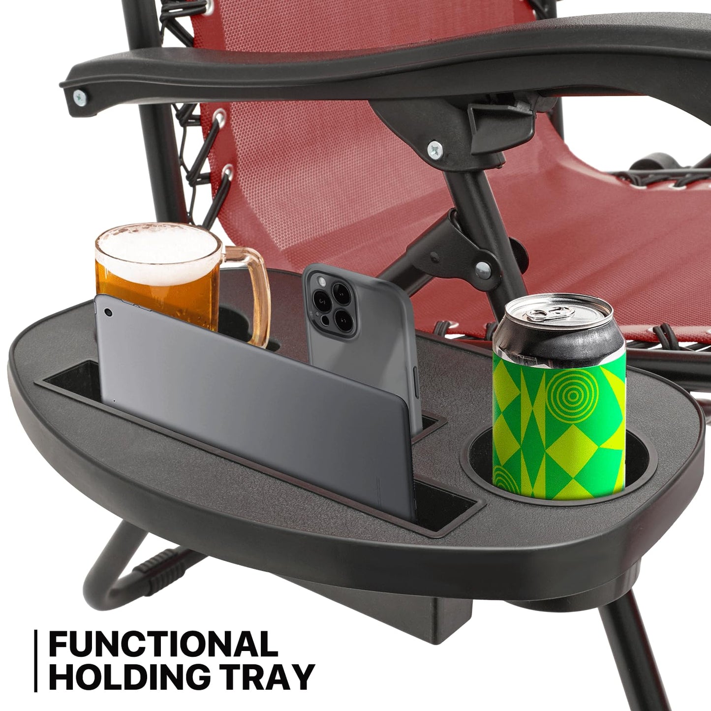 MoNiBloom Patio Zero Gravity Chair Outdoor Recliner Lounger with Canopy Shade and Foot Rest, Cup Holder, 330lbs Capacity, Maroon