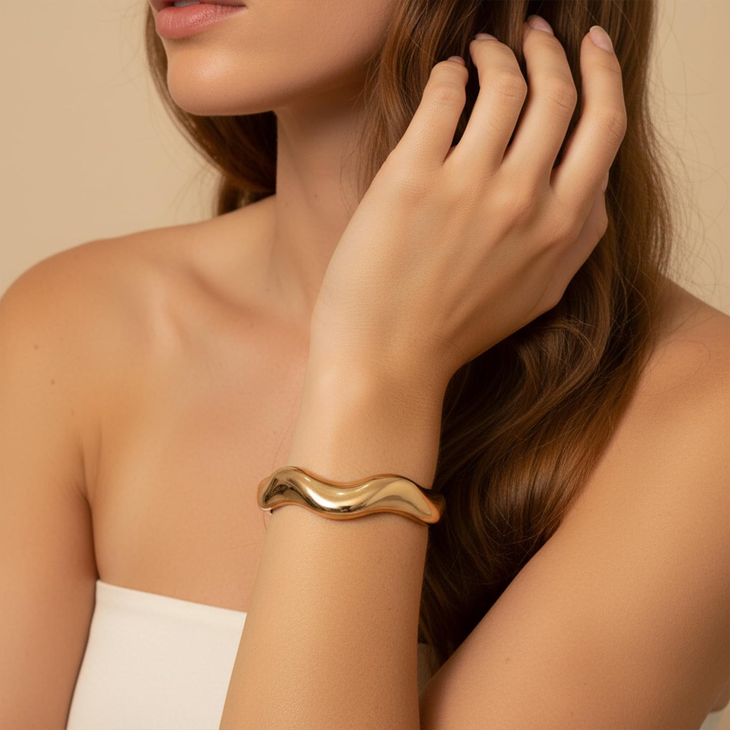 MIJENITI Gold Bangle Bracelets for Women Trendy Dainty Chunky Bracelets Cuff Statement Bracelet Fashion Gold Jewelry for Her
