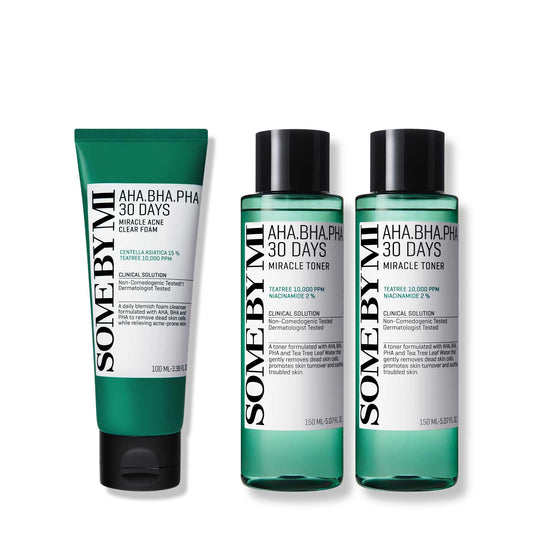 SOME BY MI AHA BHA PHA 30 Days Miracle Acne Clear Foam & 2EA Miracle Toner