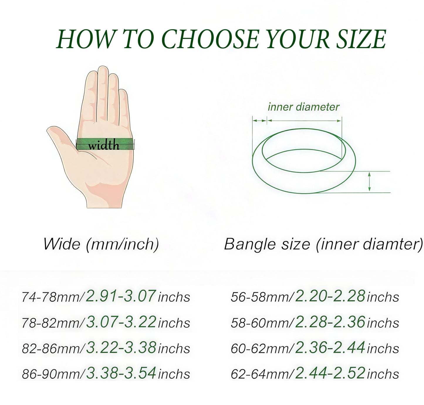 sunglnl Jade Bracelet For Women, Green Stone Bangle Natural Gradient Chinese Style Bracelets With Box Wealth Fortune Healing Protection Good Luck Jewelry Gift (White, 64mm/2.51in)