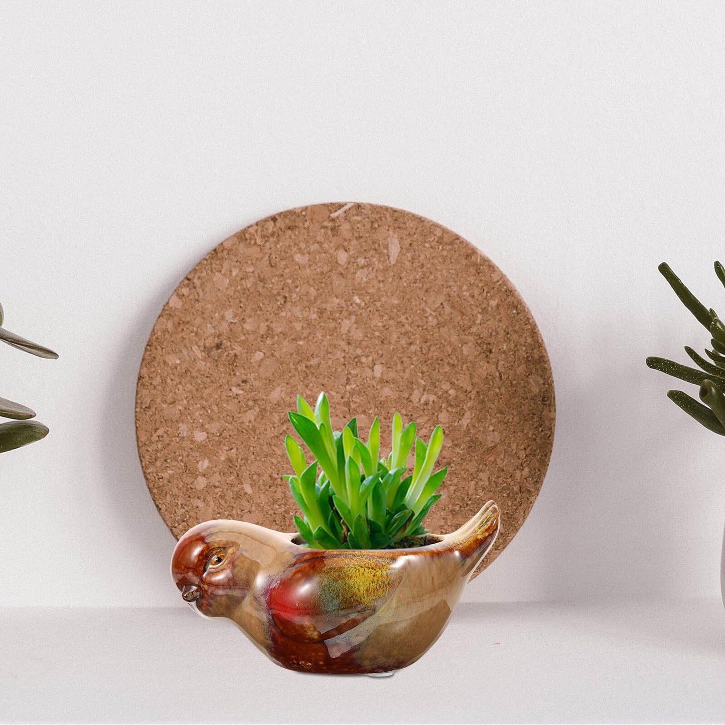 MAGICLULU Ceramic Bird Planter Pot for Small Succulents Balcony Outdoor Flower Pot with Glazed Finish Decorative Ceramic Planter for Garden and Home