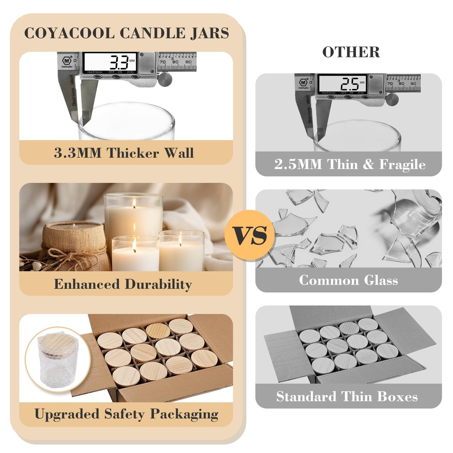 COYACOOL 12PCS Candle Jars for Making Candles, 7 oz Thick Empty Glass Candle Making Jars with Bamboo Lids, in Bulk, Frosted White