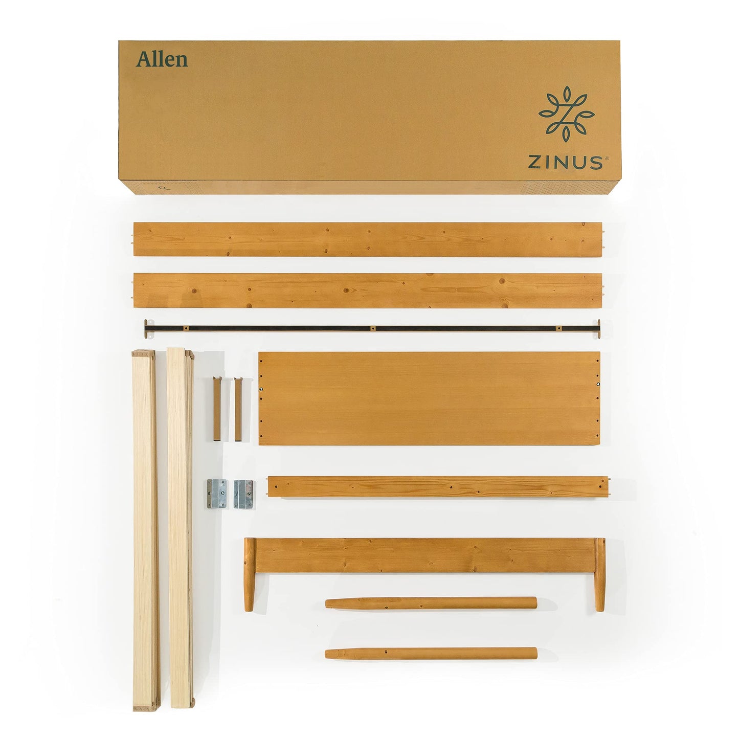 ZINUS Allen Mid Century Wood Platform Bed Frame/Solid Wood Foundation/Wood Slat Support/No Box Spring Needed/Easy Assembly, King
