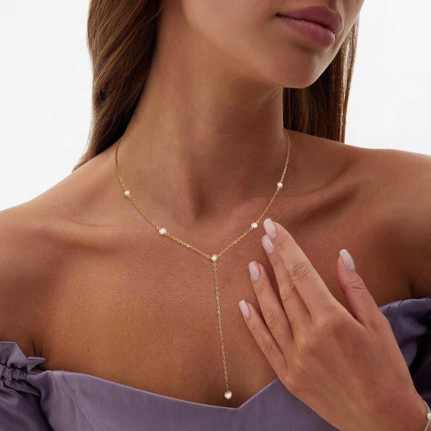 Fwlisesa Gold Necklace for Women, Dainty Gold Long Necklace 14k Gold Plated Long Drop Necklace Simple Gold Chain Statement Necklaces for Women Trendy Simple Long Body Chain Prom Jewelry Accessories