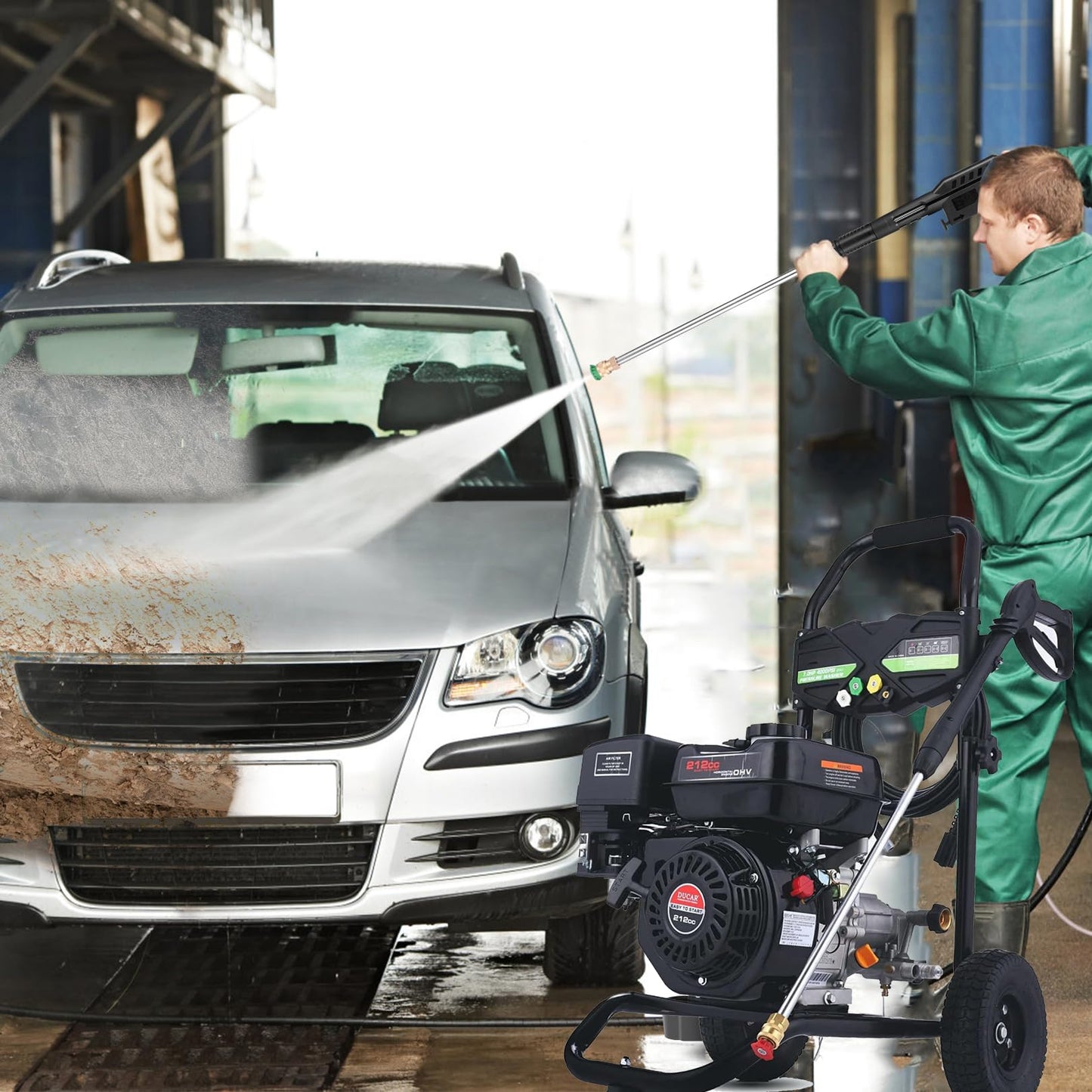 4200PSI Pressure Washer 4.0GPM Gas Power Washer 212CC Gas Powered Washing Machine Commercial High Pressure Washer with 25ft Hose&5 Nozzles for Patio Garden Yard Vehicle,EPA/CARB/ETL (Black)