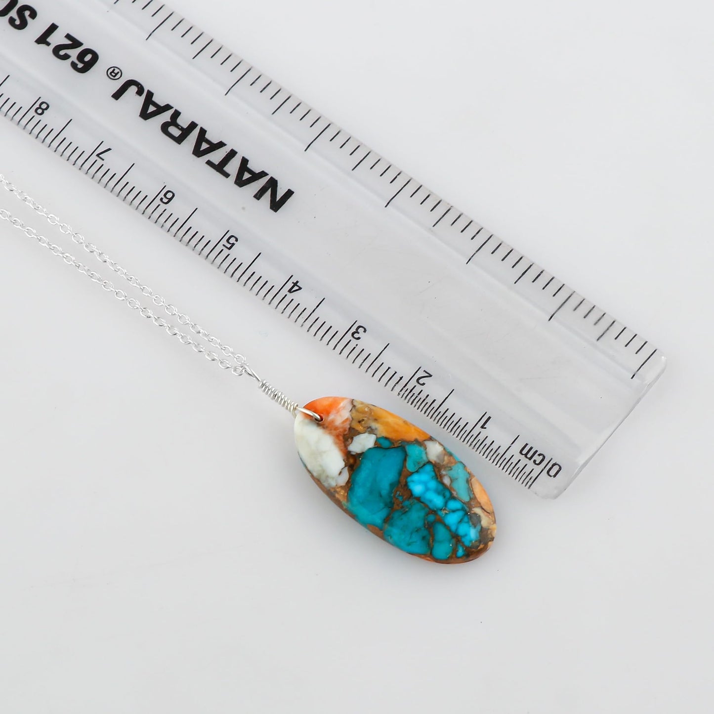 Yashee Natural Turquoise Oval Shape Crystals Pendant Necklace, Chakra Energy Healing Gemstone, Real Crystal, Top Grade, Beautiful Women Simple Jewelry, Dainty Silver Plated Jewelry 18 inch