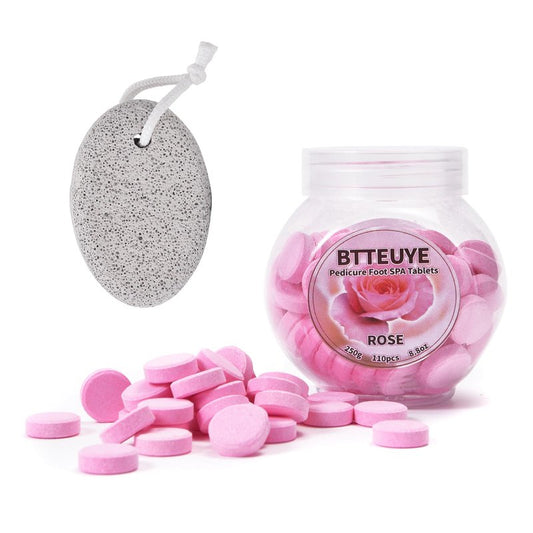 BTTEUYE Foot Callus Remover kit - Pedicure Exfoliation Tool - Dry Dead Skin Scrubber - Pumice Stone for Feet - Pumice Stone,Foot Spa Tablets fot Pedicure - Health Feet Pedicure Care (Rose)