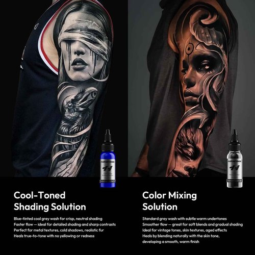HAWINK Tattoo Ink Set 1OZ 14 Colors Ink and 2 Color Mixing Solution Upgraded Version Tattoo Supply TI205-30-16