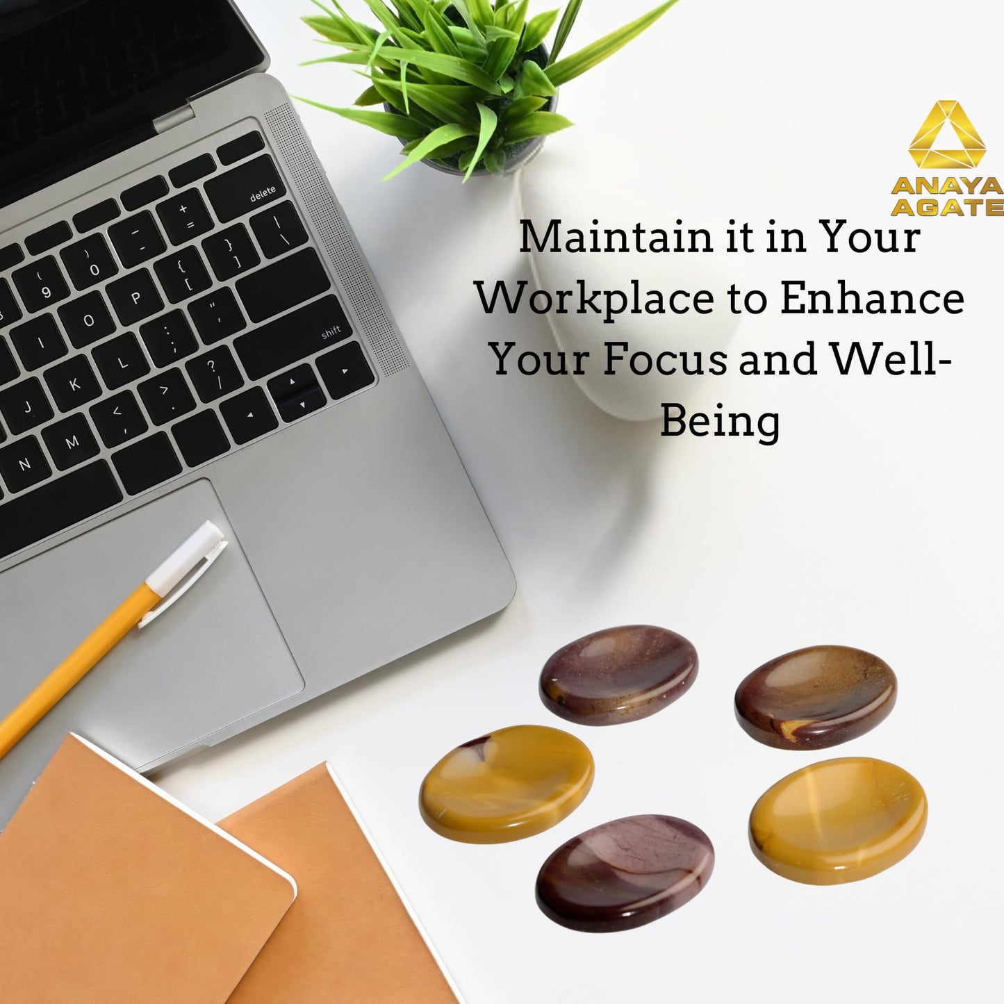 Anaya Agate Mookaite Jasper Worry Stones Certified Crystal Thumb Worry Stone for Anguish, Relaxing and Soothing Balance Stones for Meditation, Stress Relief Crystals and Healing Stones for Men, Women