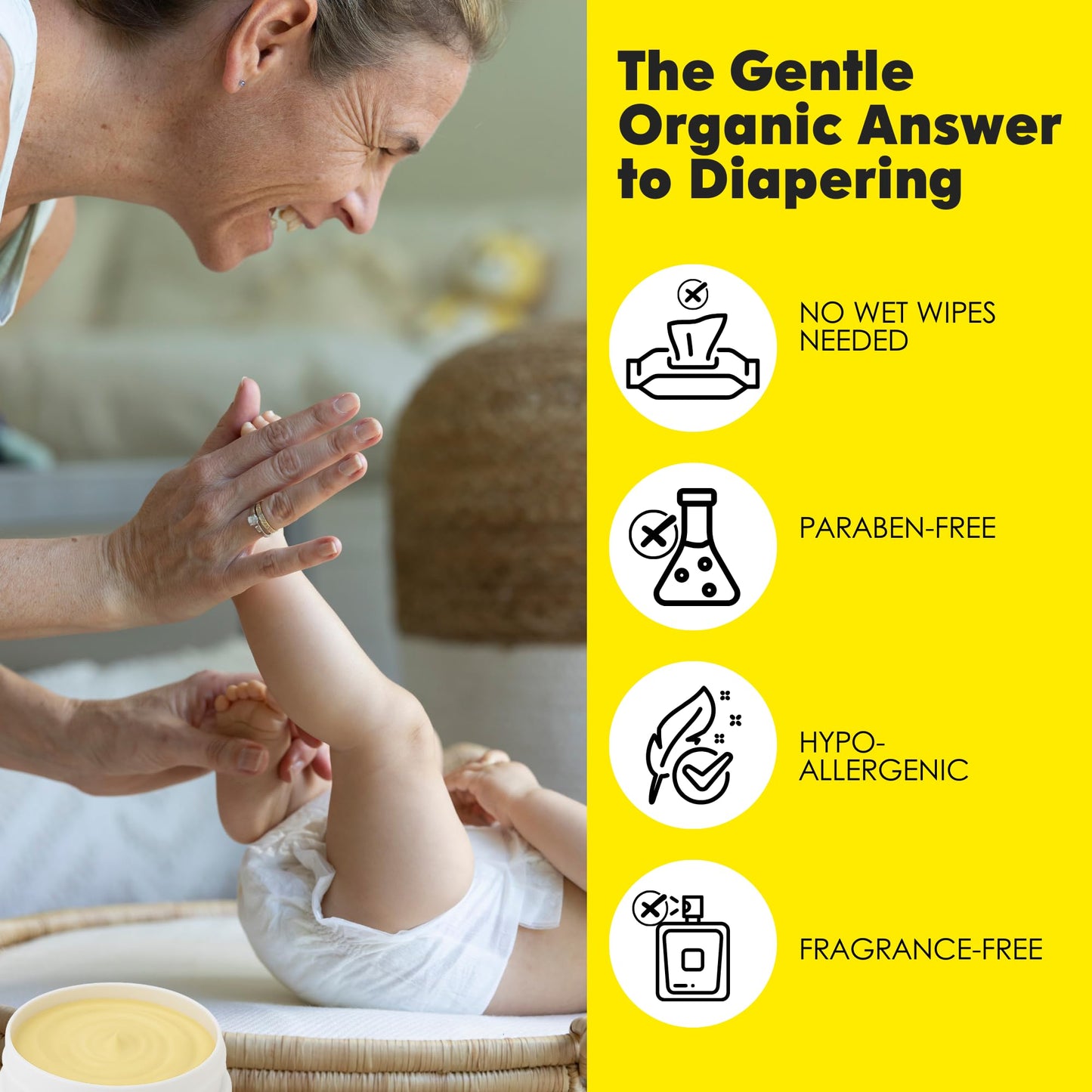 La Petite Creme Premium French Diapering Gift Set: Includes Organic Diapering Lotion (8 oz), Travel-size Liniment Baby Lotion (2 oz), 1 Travel-size Diaper Balm (1 oz), 50 Disposable Cotton Pads
