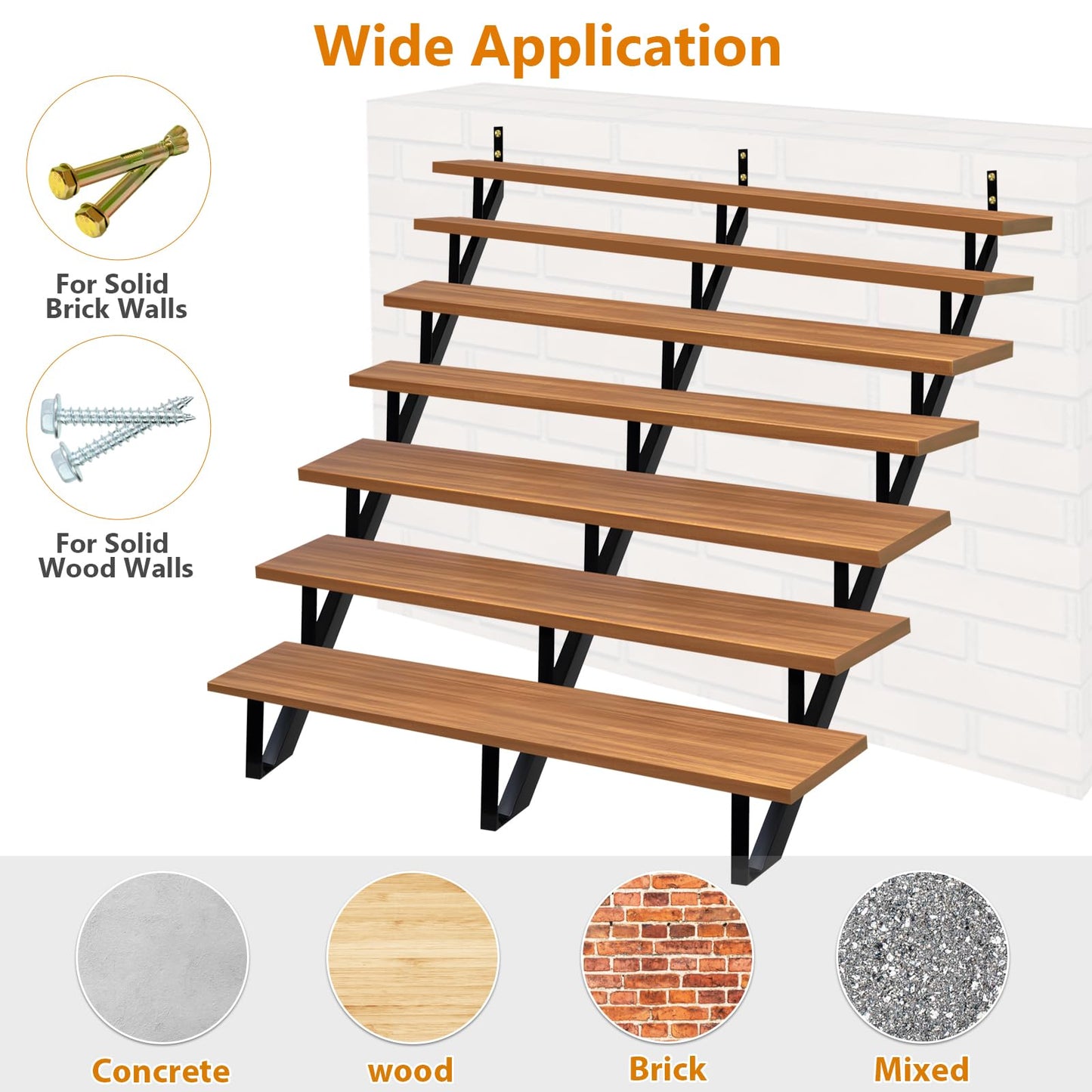 Zwinz Steel Stair Riser 7 Step 3 Pack, Metal Stair Stringers for Deck Height 57 inches, Steel Stair Step Riser for Outside Stairs