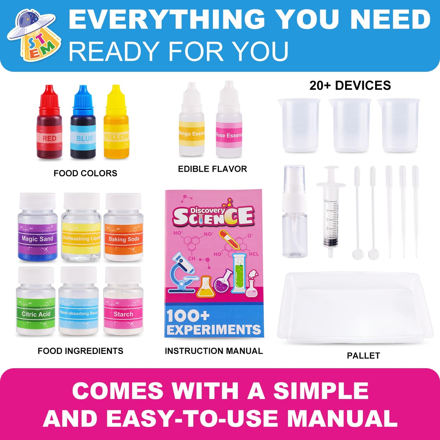 caerdied Girls Science Kit for Kids Ages 4-8 6-8 8-10, 100+ Fun Educational Experiments for Girls & Boys, STEM Projects and Science Experiments, Science Toys, Gifts for Kids