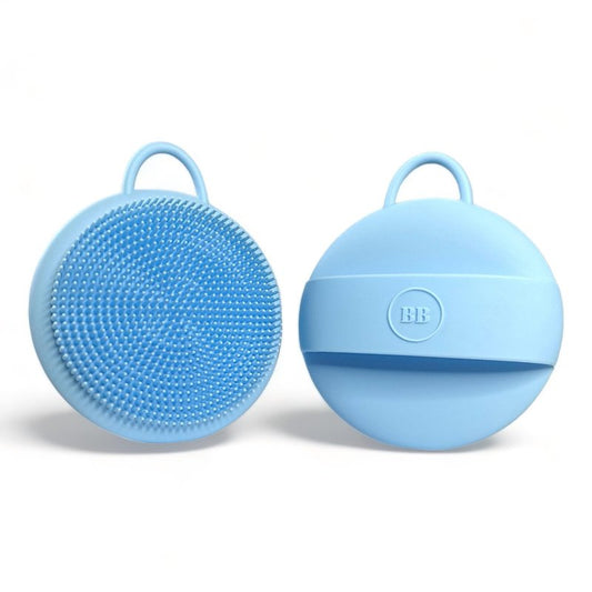 Blessence Body Silicone Scrubber - Blue Exfoliating Body Scrubber with Handle, Shower Brush & Bath Sponges for Personal Care