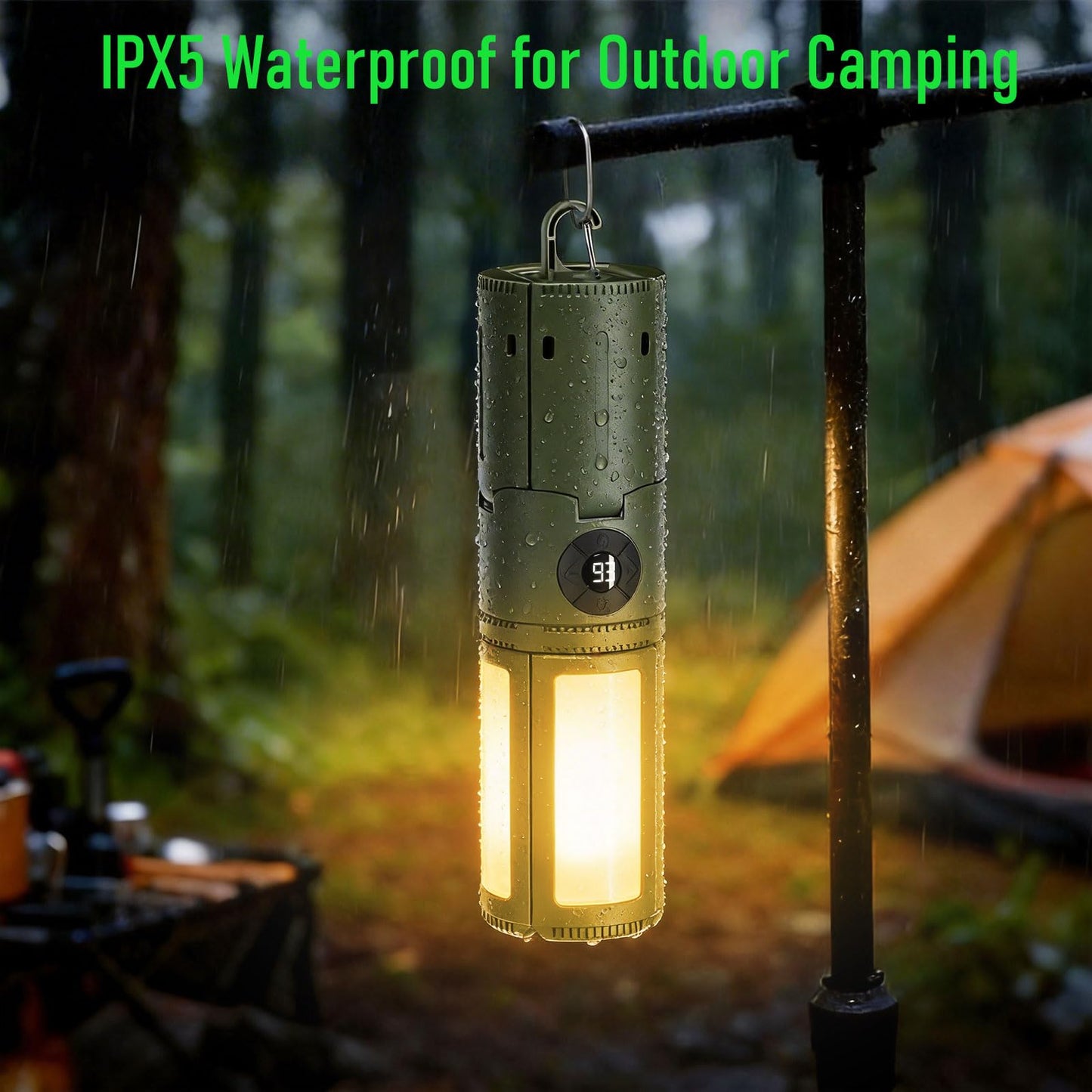 UBeesize Telescopic Camping Lights with Stand, 14000mAh Rechargeable Camping Lantern with Display, Hook and IPX5 Waterproof, Outdoor Portable Tripod Light for Travel, Fishing, Emergency Use