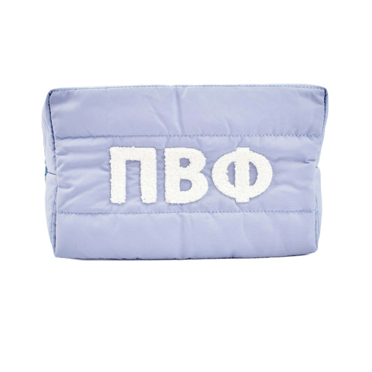 Sorority Shop Pi Beta Phi Makeup Bag - Puffer Style with Sorority Letters, Travel Cosmetic Bag with Zipper Closure, Perfect Pi Beta Phi Sorority Gifts for Women