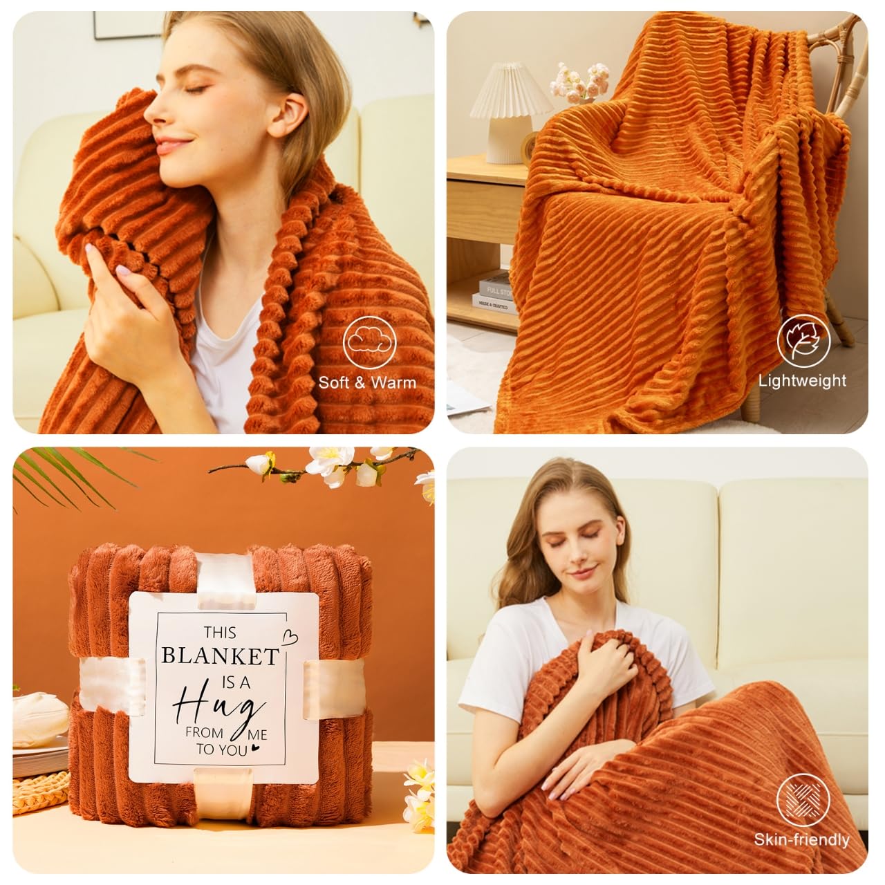 Mother's Day Gifts for Mom Wife Her Women,Birthday Gifts for Sister Friend Girlfriend Teacher,Get Well Soon Self Care Package,Orange Rose Relaxing Spa Baskets for Her Anniversary Christmas Mothers Day