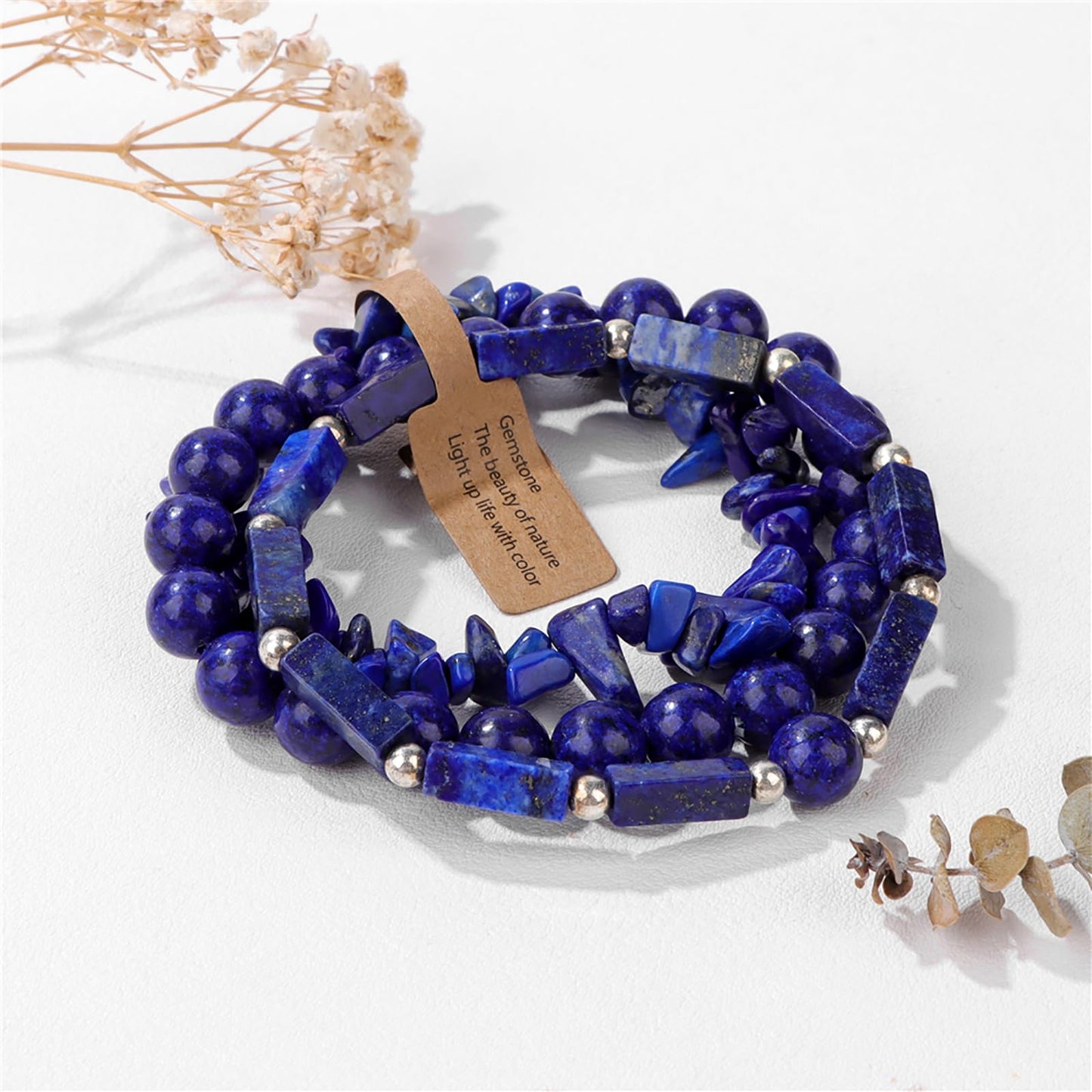IVY TAILI 3 Pcs Lapis Lazuli Bracelet for Women 8mm Round Lapis Lazuli Stone Bracelet Healing Crystal Stone Beaded Bracelets Gemstone Bracelet Protection Bracelet Gift for Women Men