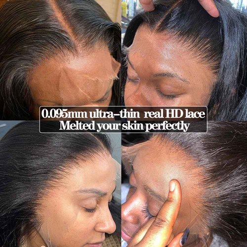 Body Wave 0.095mm Real HD 13x4 Lace Frontal Brazilian Human Hair Real Invisible HD Lace Human Hair Ear to Ear Full Density Lace Frontal Closure Tiny Knots (16inches)