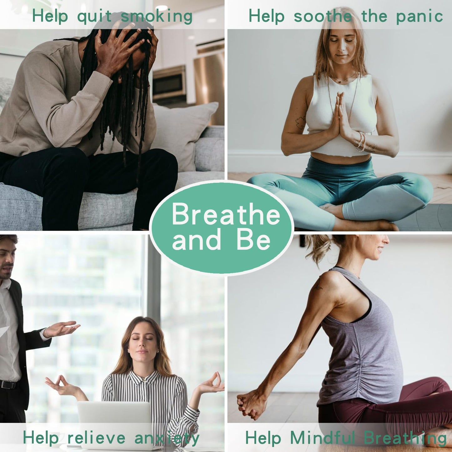 Anxiety Relief Pendant Mindfulness Breathing Necklace - Essential Oil Diffuser & Personal Inhaler Aromatherapy Necklaces for Women & Men (Black)