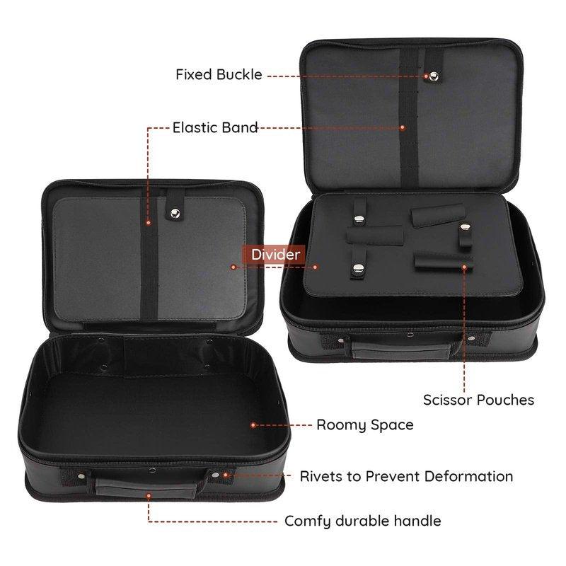 Segbeauty Barber Tool Bag, 11.8 x 8.5in PU Leather Travel Makeup Toiletry Carrying Case, Hair Styling Cutting Kit Storage Organizer for Clipper Shears Combs Cosmetics Salon Beauty Supplies