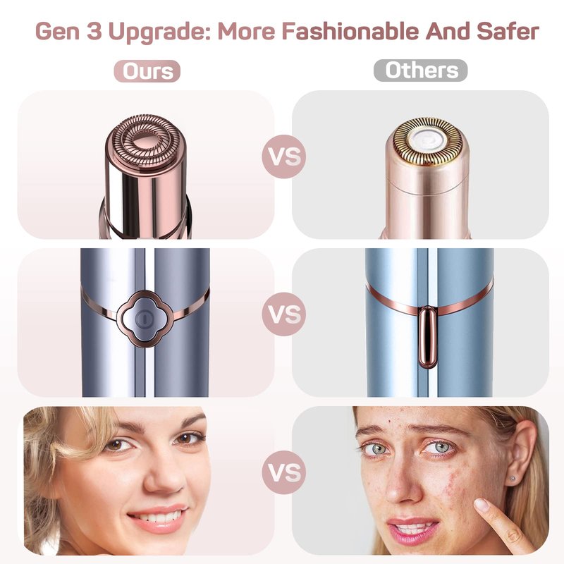 Facial Hair Removal for Women, GURELAX Hair Remover for Face, Painless Hair Removal Device, Face Shavers for Chin Upper Lip -Included 4 x Replacement Heads