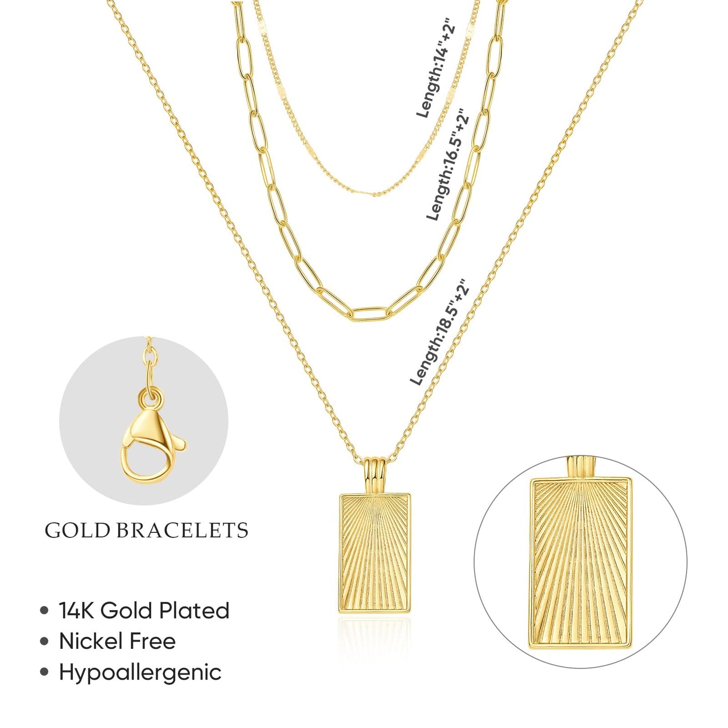 PDWZNBA Layered Gold-plated Necklaces for Women, 14K Real Gold-Plated Triple Chain Necklace, Dainty Choker Jewelry Set, Trendy Jewelry Gifts