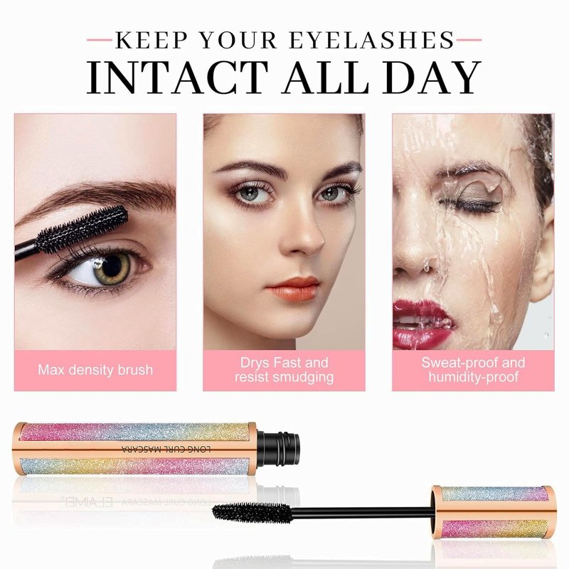 4D Silk Fiber Lash Mascara - Luxuriously Longer, Voluminous Eyelashes, Waterproof Tubing Mascara in Black, Natural Lengthening, Smudge-proof, Hypoallergenic, No Clumping, Easy to Apply & All Day Full