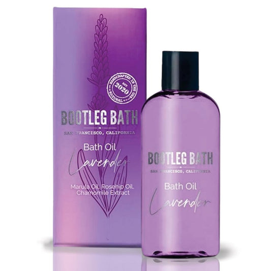 BOOTLEG BATH - Lavender Bath Oil with Marula, Rosehip, and Jojoba Oils, Chamomile Extract, and 100% Pure Natural Essential Oil, Great Stocking Stuffer or Gift, 4oz, for Men and Women, Made in USA