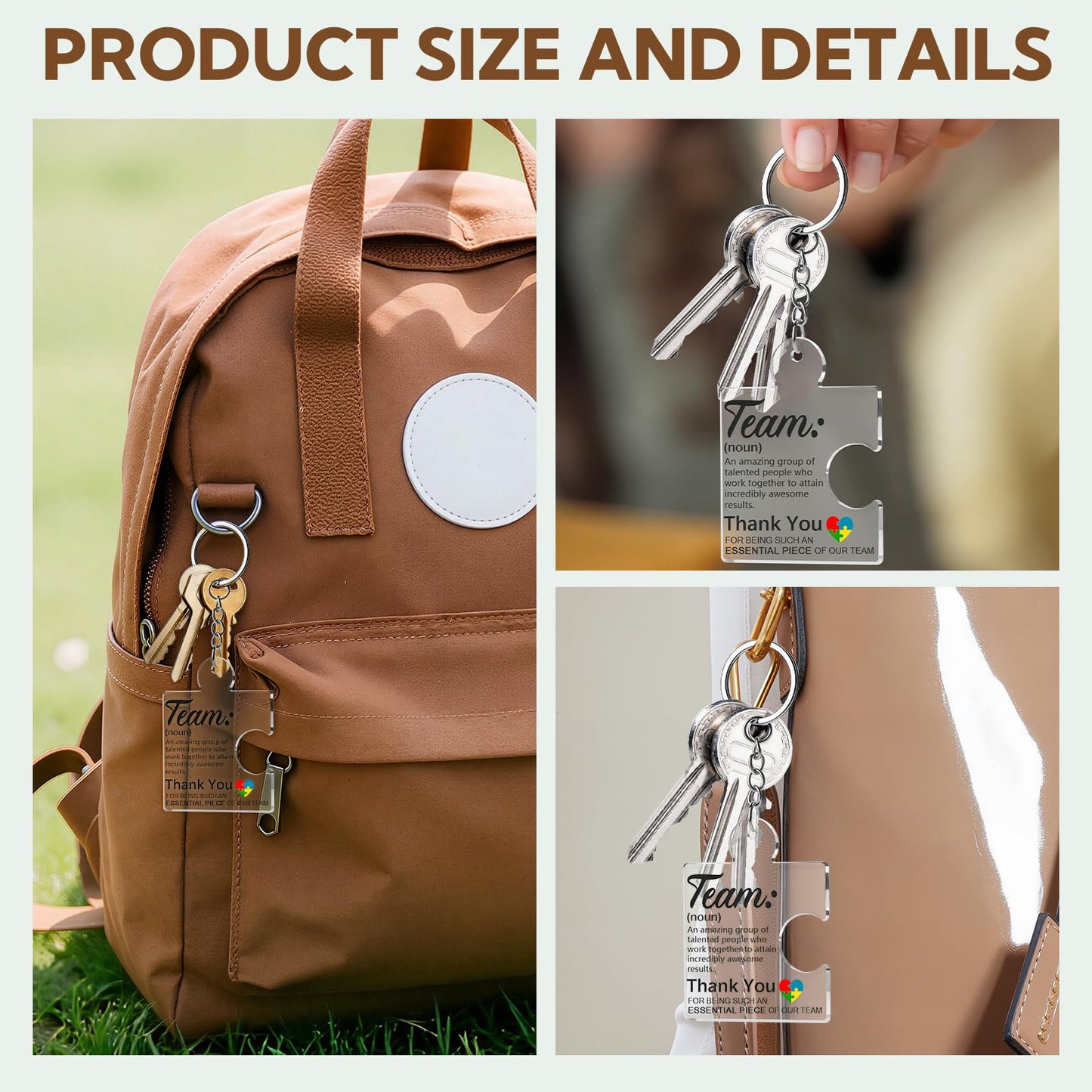 VZZNN Employee Appreciation Gifts – 36 Pack Team Gifts for Employees, Thank You Keychain Set for Staff, Teachers, Volunteers, Teamwork Gift Office Puzzle Piece Acrylic Keychains