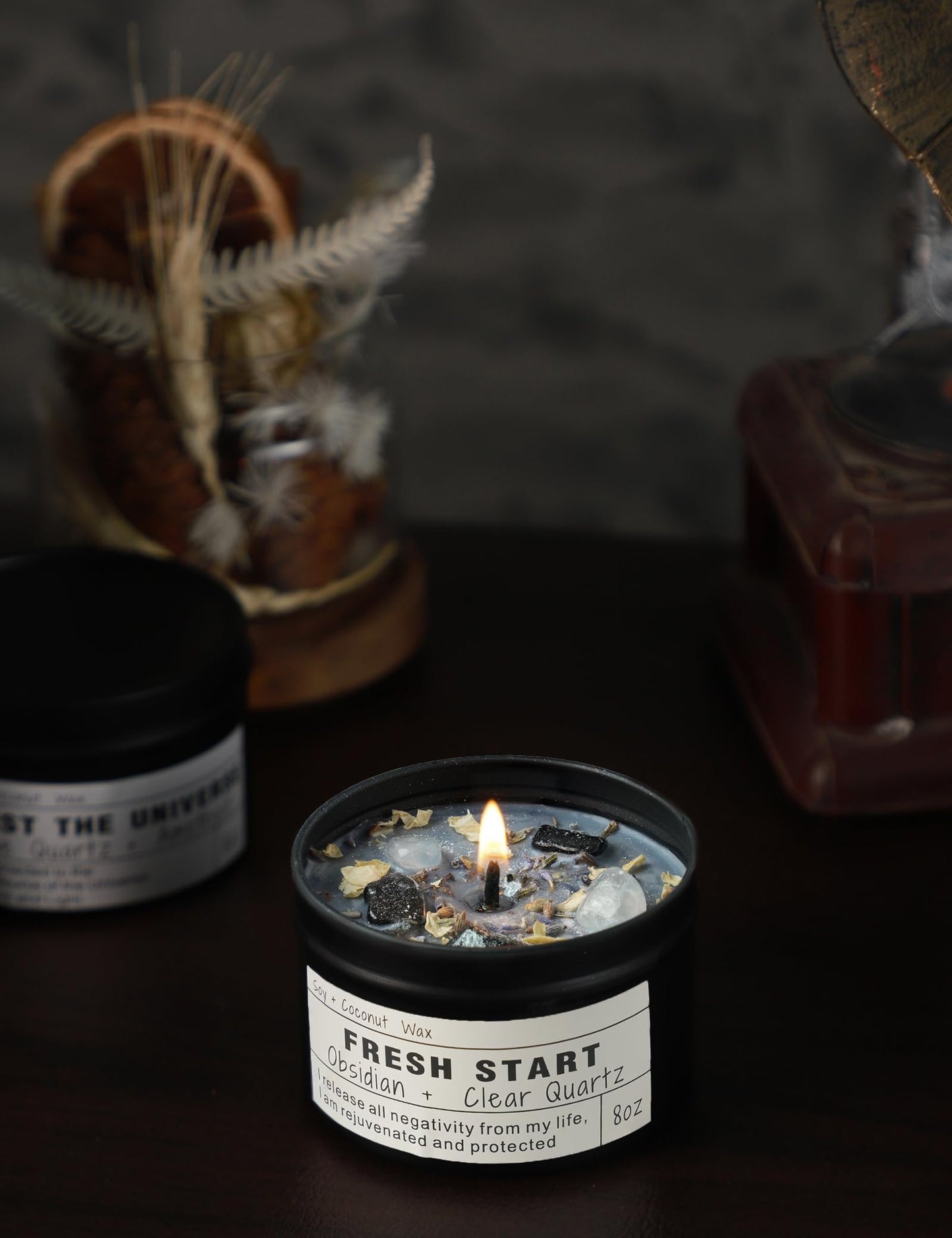 Crystal Candles, Healing Magic Candles, Mind-Body Meditation, Gifts to Encourage Women, New Job Gifts.(Fresh Start)