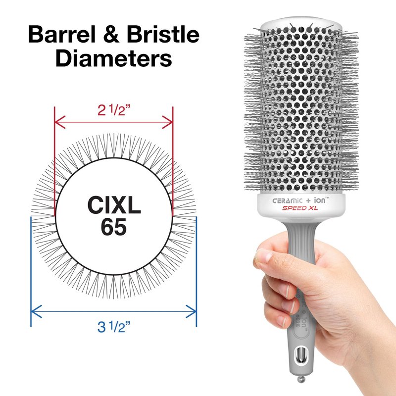 Olivia Garden Ceramic + Ion Speed XL - Extra-Long Round Thermal Hair Brush - Not Electrical - Professional Blowout Brush for Normal to Thick Hair - 3 1/2"- Diameter Barrel - CIXL-65