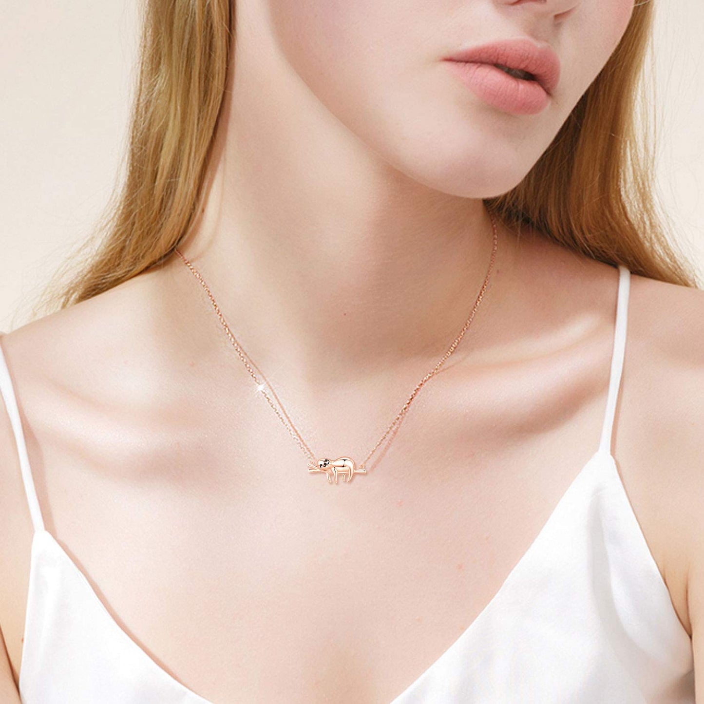 JUSTKIDSTOY Sloth Gifts for Women 925 Sterling Silver Cute Sloth Animal Pendant Necklace “Slow Down Be Happy” Animal Jewelry Graduation Gifts for Girlfriend Wife Daughter