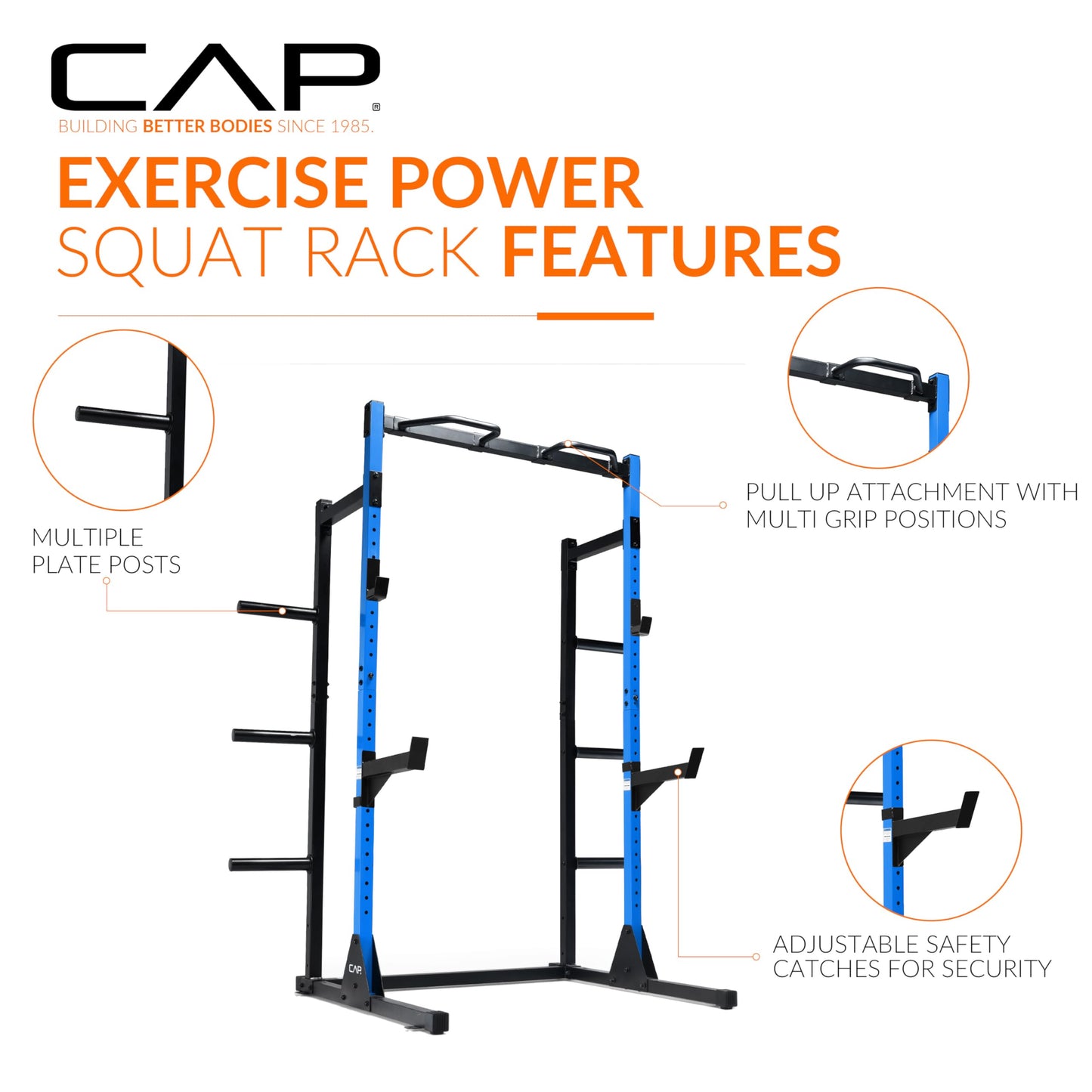 Cap Power Rack with Pull Up Bar & Attachments - Squat Rack & Strength Training Power Cage for Home Gym - RED