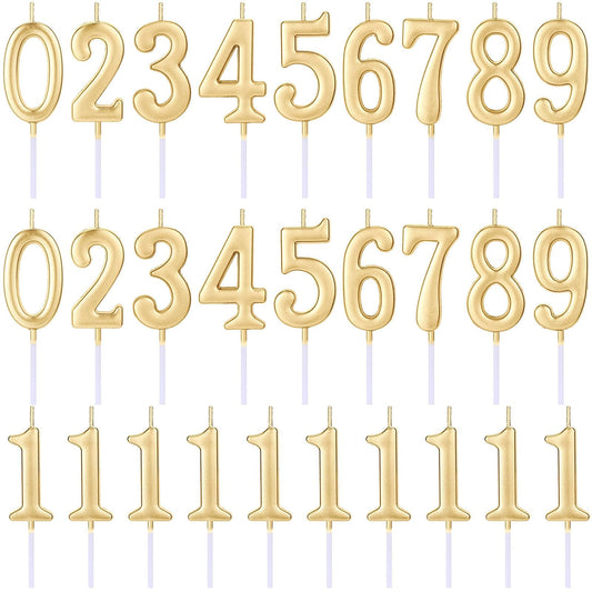 28 PCS Number Birthday Candles Champagne Number Candles Cake Candles for 1st Birthday to 18th Birthday Decoration, Wedding Anniversary, Party Celebration, Baby Showers (Champagne)