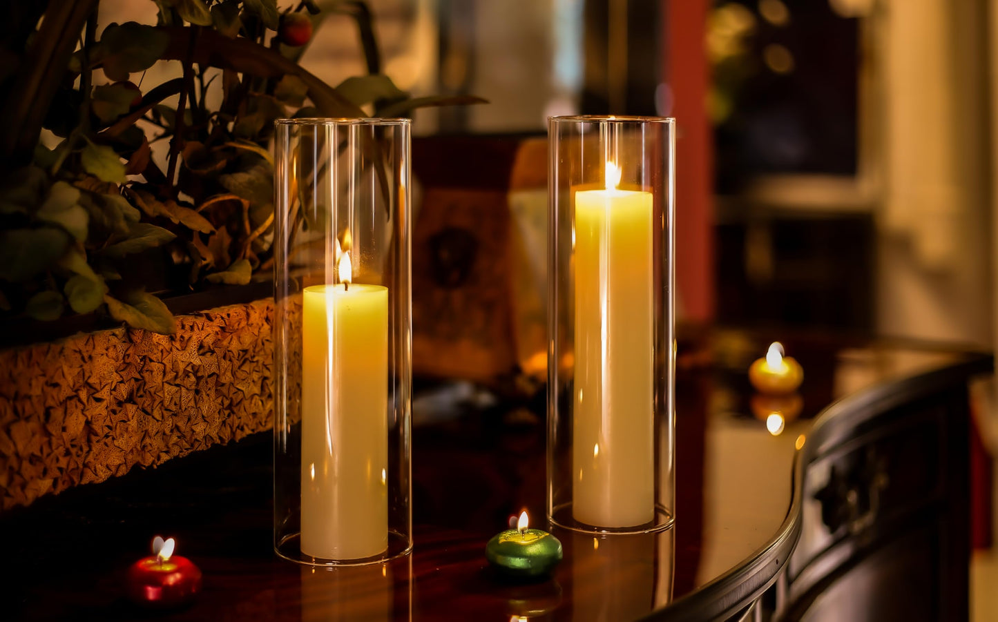 CYS EXCEL 6 PCS (H:10" D:3"") Open Ended Glass Hurricane Candleholder Tube Shade Bottomless Candle Chimney Cover"