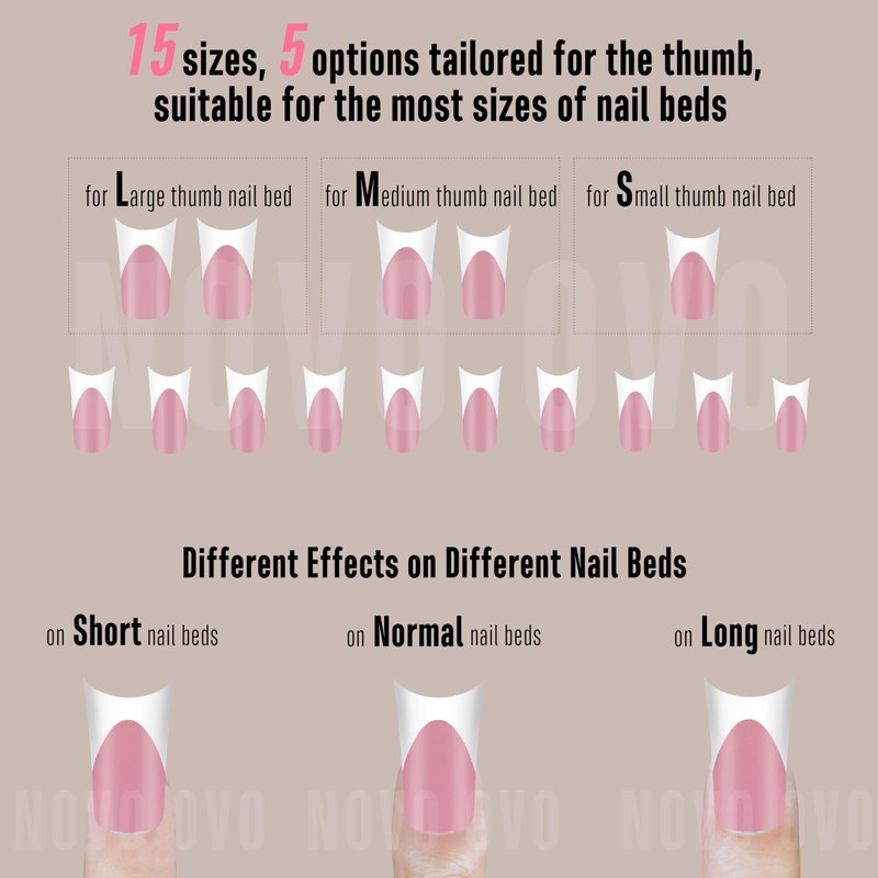 MUTIOVO White French Tip Duck Feet Nail Tips Full Cover for Press on Acrylic with Moon Curve, BERRY PINK Extra Thick Medim Long, Flare Wide Soft Gel Fake False Nail Extension x 15 Sizes 150 pcs