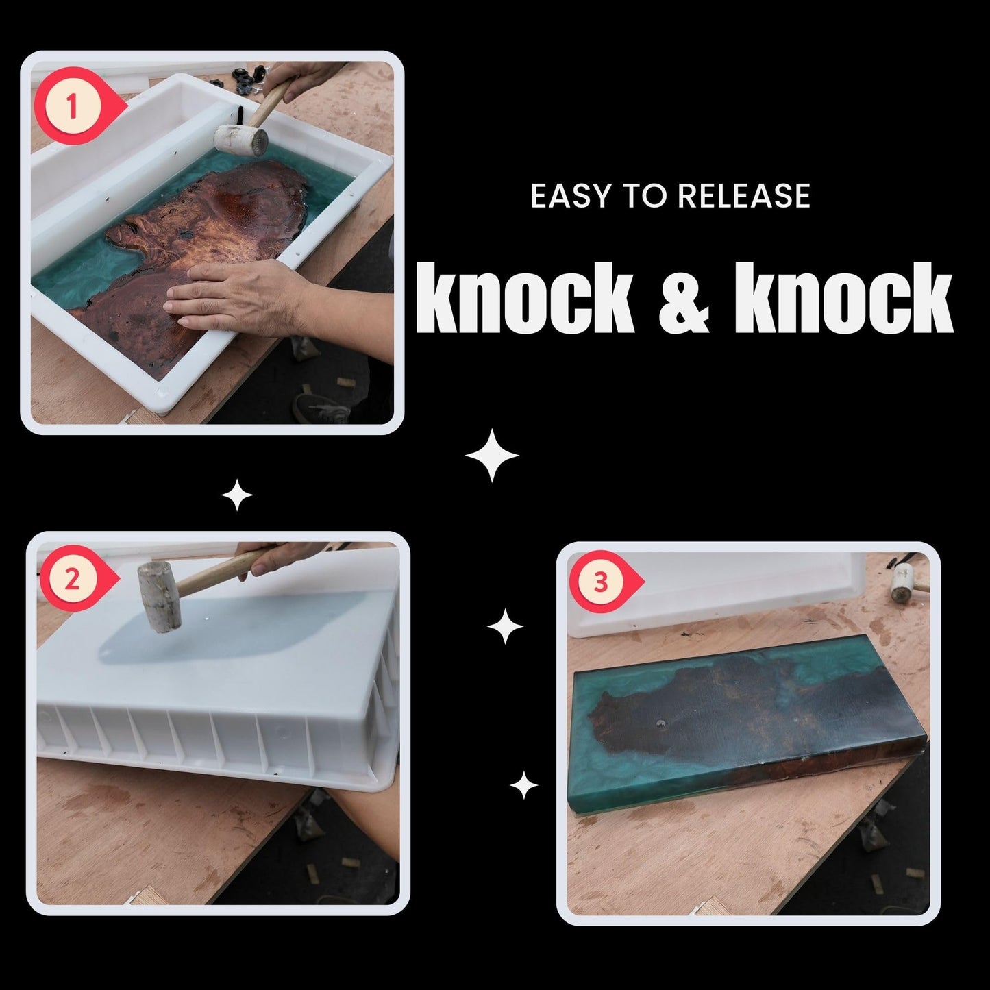 Kalinta Epoxy Mold with Divider Adjustable- 23.5x23.5x3in No-Seal Resin Mold Integrated Clamping System - Perfect for Beginners & Experienced Artists Alike - Ideal for Creative Resin Art Projects