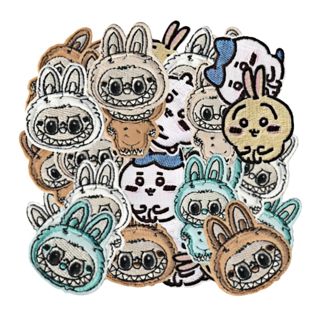 LOLUTIY Embrself-Adhesive Patches Appliques: 44pcs Iron on Patches for Clothes，Sew On/Iron On Patch Applique for Clothes, Dress, Hat, Jeans, DIY Accessories