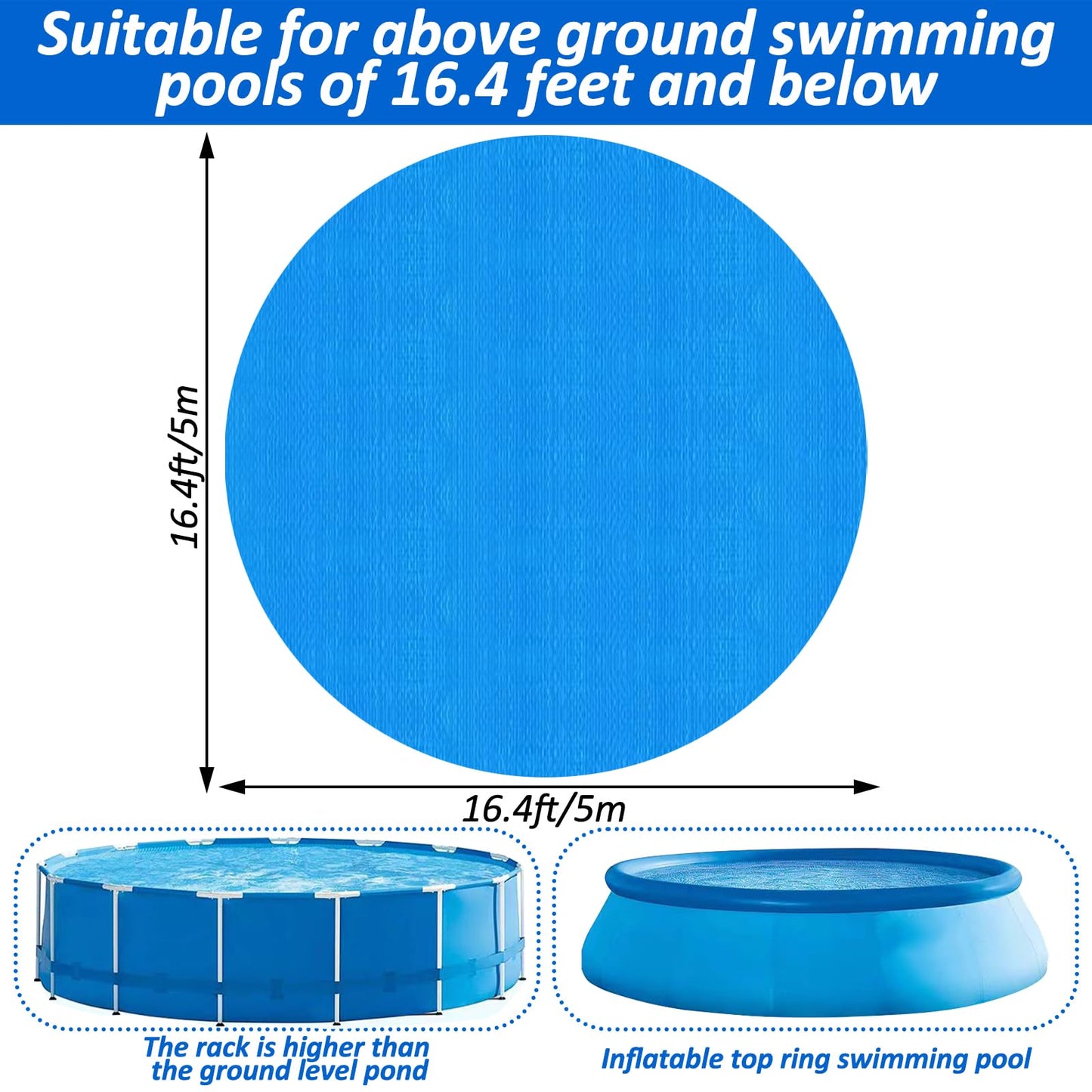 YEXEXINM 16.4Ft Round Pool Ground Cloths Swimming Pool Ground Cloth,Round Pool Liner Pad for 15ft Above Ground Swimming Pool,Heavy Duty Pool Ground Mat Protector to Prevent Puncture Pool Ground Tarp