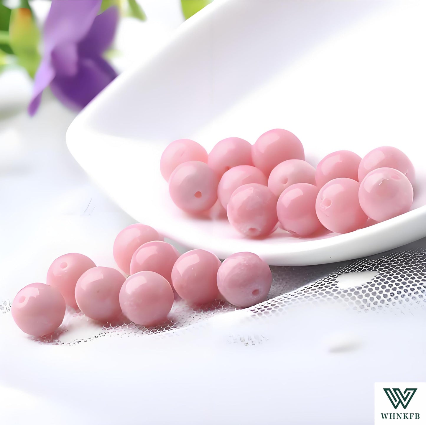 WHNKFB 8mm 50PCS Natural Undyed Pink Opal Beads, Rose Quartz-Like Gemstone Loose Beads for Love Energy Jewelry Making, DIY Craft Bulk Supplies with Elastic Cord