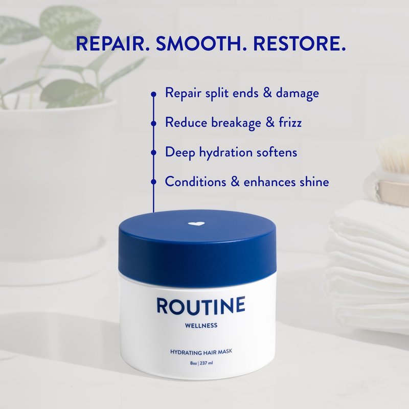 Routine Wellness Deep Conditioning Hair Mask - Bring Dry, Damaged Hair Back to Life – Hydrating Repair Treatment that Moisturizes, Strengthens & Adds Volume – Coconut & Vanilla 8oz