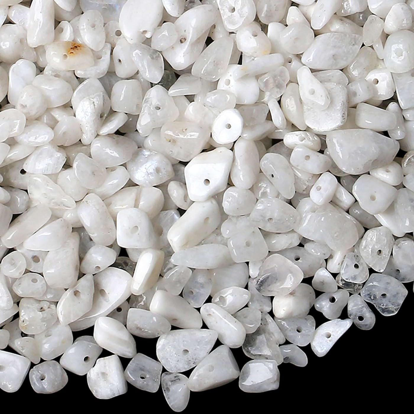 LAIDANLA Moonstone 400pcs Natural Chip Stone Beads 5-8mm Healing Crystal Irregular Gemstones Drilled DIY Loose Rocks Bead Crystal for Bracelet Earrings Necklace Jewelry Making Crafting
