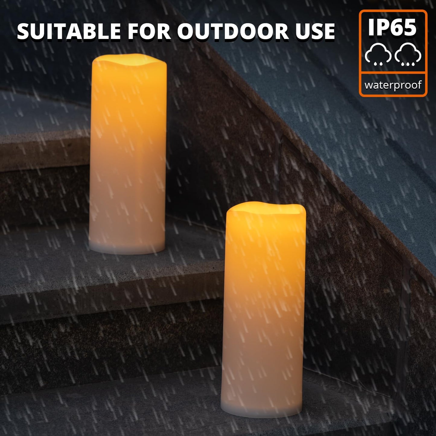 NURADA Large Outdoor Solar Candles Waterproof - 10" x 4" Rechargeable Solar Powered Flameless LED Pillar Flickering Candle for Patio Porch Lanterns Decor - Ivory White
