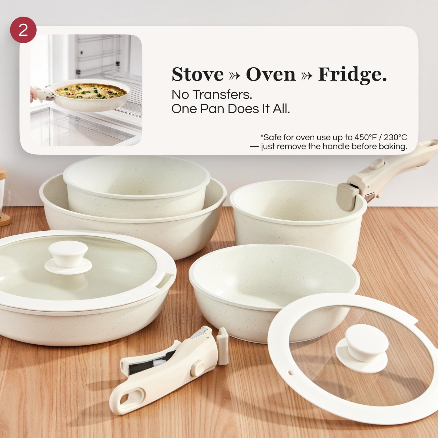GOURMETIFIC® Stainless Steel Cookware Set [11 PIECES] - Non Toxic Kitchenware - Induction, Gas & Oven Cooking Ware - Pot & Pan with Removable Handles - Stackable Pots & Pans - Dishwasher Safe