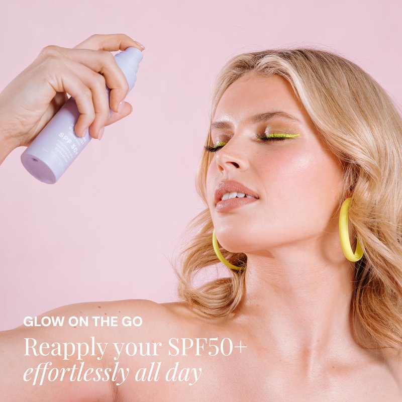 Naked Sundays SPF 50 Hydrating Glow Face Mist, Sunscreen Setting Spray & SPF Mist for Face, Makeup Setting Spray with Hyaluronic Acid, Lightweight, Non-Greasy Hydration, 75ml