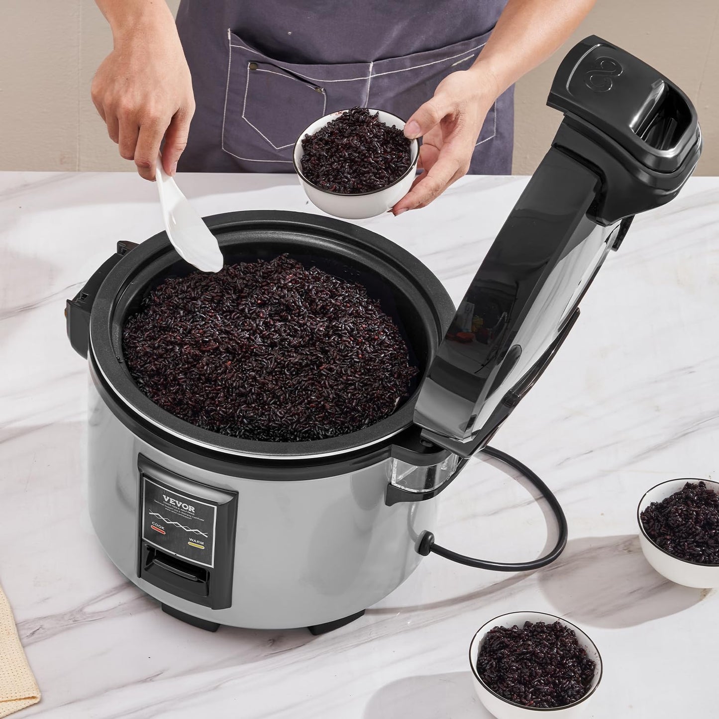 VEVOR Commercial Rice Cooker, 45-Cup Rice Cooker, 9.51 Qt / 9 Liter Large Rice Cooker and Warmer with Nonstick Inner Pot, Fast Cooking and 12-Hour Keep Warm, with Rice Cup and Paddle, for Restaurant