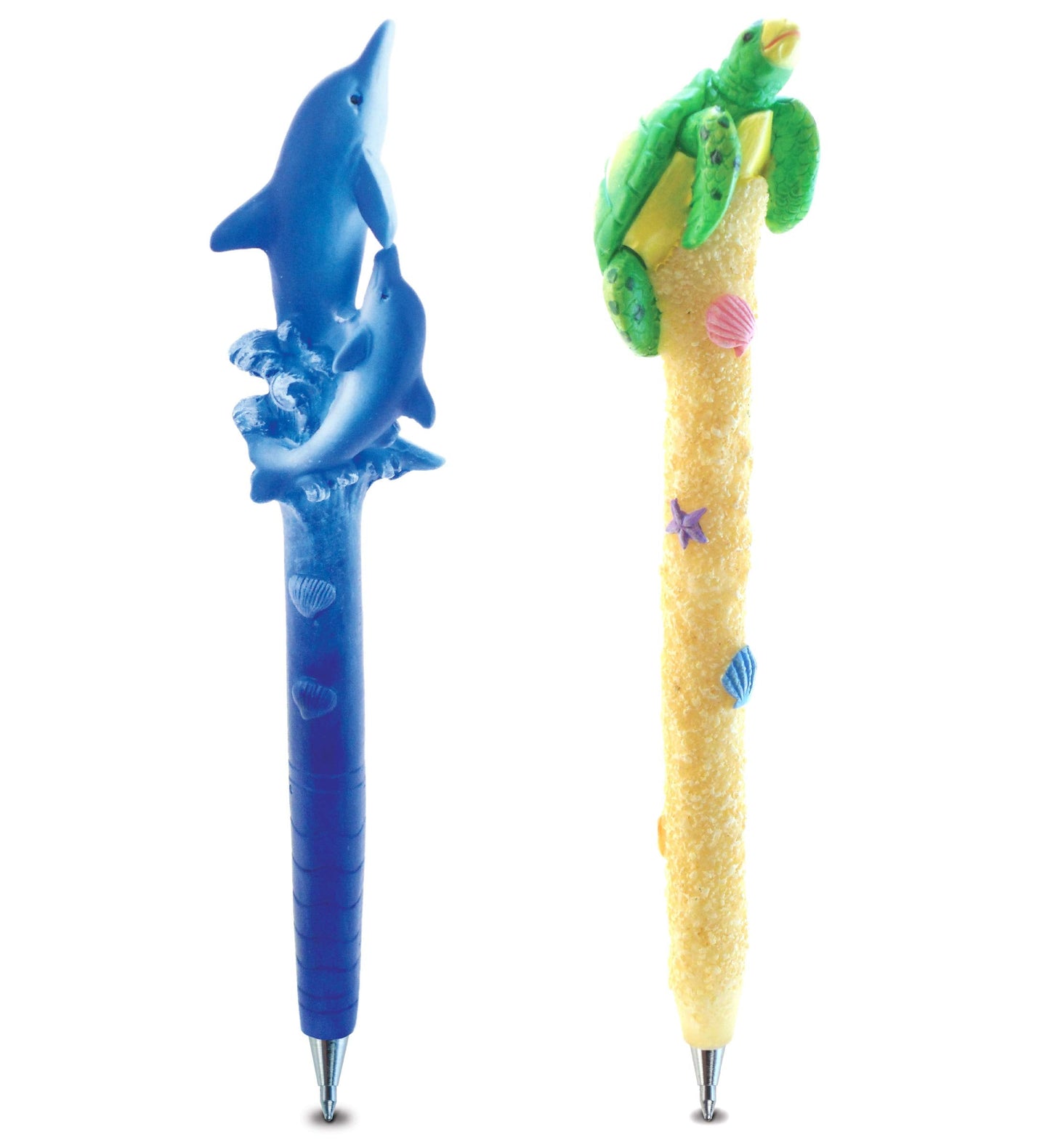 Planet Pens Bundle of Dolphin & Sea Turtle Novelty Pens - Unique Kids & Adults Ballpoint Pens Colorful Sea Life Writing Pens Instrument For School & Office - 2 Pack