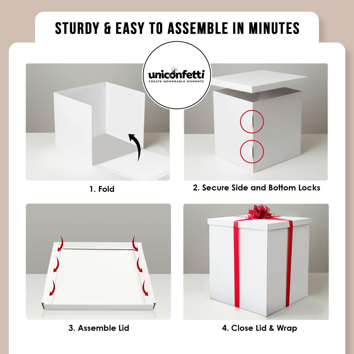 Extra Large Gift Box 28x28x28"—Giant, Jumbo, White Gift Boxes with Lid for Large Gifts, Big Presents for Birthday Surprise, Gender Reveal, Valentine's Day, Chinese New Year and Other Celebrations, Not for Heavy-Duty Storage Use