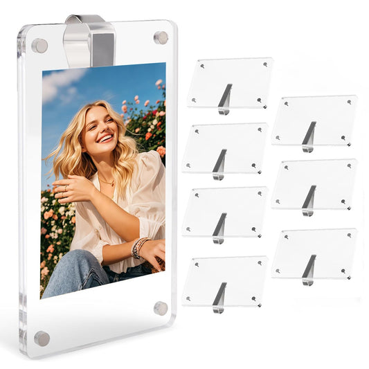 8Pcs Car Clip Picture Holder,Personalized Car Picture Frame,Acrylic Car Photo Holder,Magnetic Car Sun Visor Photo Clip,Visor Clip Photo Frame Hanging Decor Car Accessories for Mom Husband Family