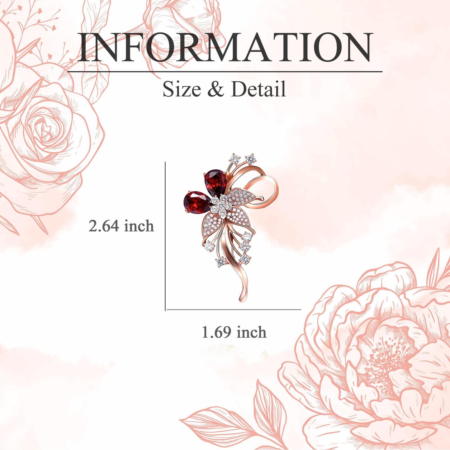 EMEGCY Rhinestone Flower Brooch - Crystal Rose Gold Flower Lapel Pin Jewelry Gift for Mom, Wife